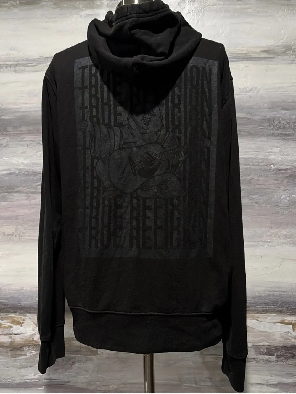 Vintage TRUE RELIGION Zip Up Hoodie Buddha Classic Logo Sweatshirt Y2K Mono